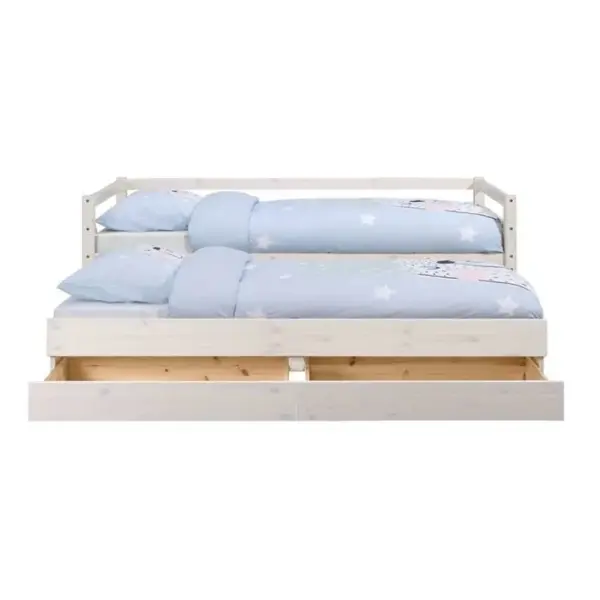 Pack Lit Banquette Gigogne Avec Matelas Alma Blanc 90x200 Cm