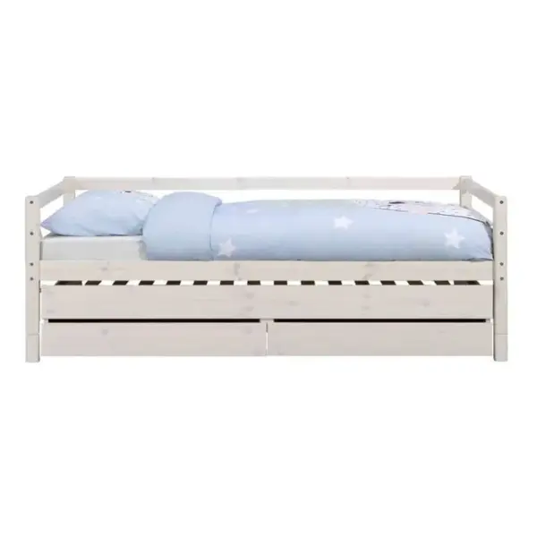 Pack Lit Banquette Gigogne Avec Matelas Alma Blanc 90x200 Cm