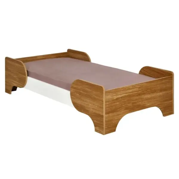 Pack Lit Enfant Avec Matelas Pango Blanc Et Bois 70x140 Cm