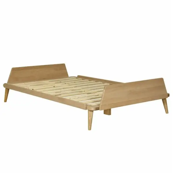 Pack Lit 2 Places Avec Matelas Karl Bois Naturel 120x190 Cm