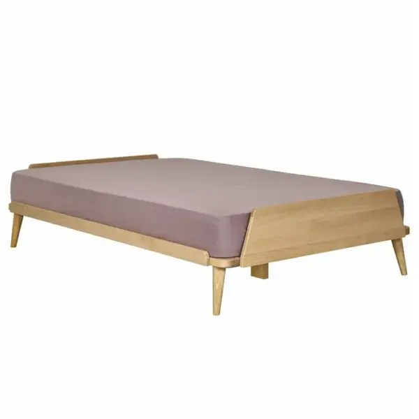 Pack Lit 2 Places Avec Matelas Karl Bois Naturel 120x190 Cm