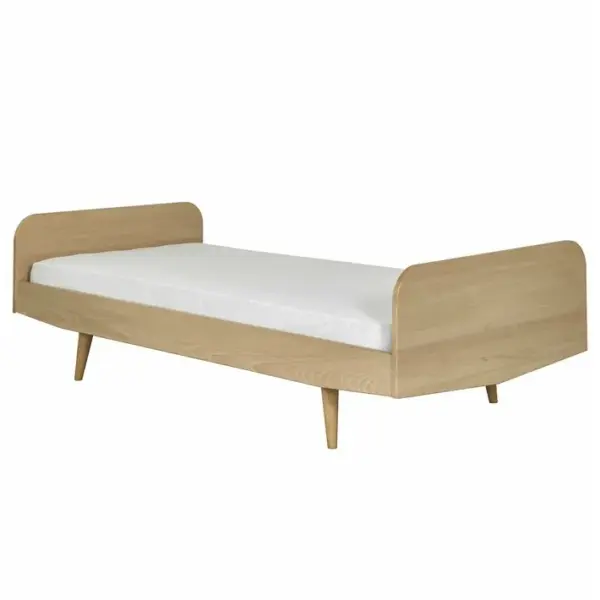 Pack Lit Avec Matelas Bizo Bois Naturel 90x190 Cm