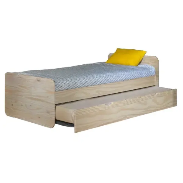 Pack Lit Gigogne Avec 2 Matelas Lupin Bois 90x190 Cm