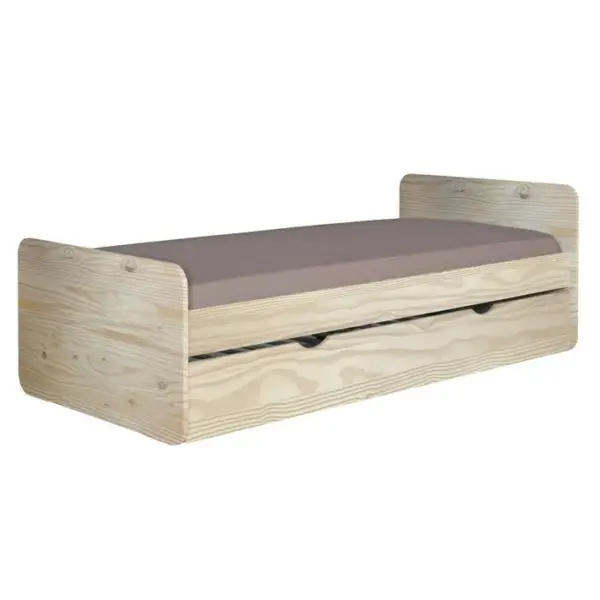 Pack Lit Gigogne Avec 2 Matelas Lupin Bois 90x190 Cm