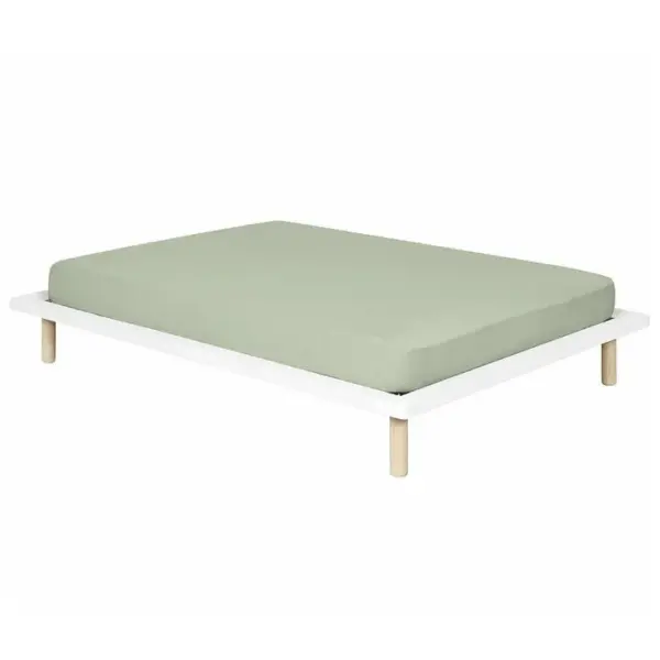 Pack Lit Avec Matelas Mousse Maki Blanc 160x200 Cm