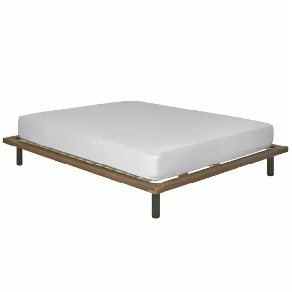 Pack Lit Avec Matelas Mousse Maki Noyer 160x200 Cm