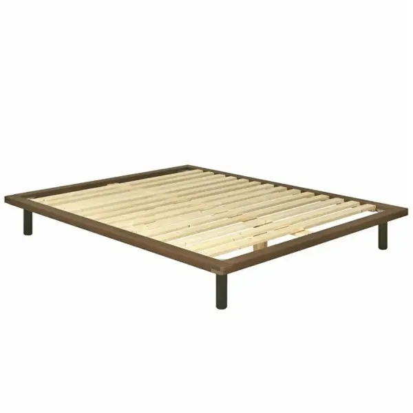 Pack Lit Avec Matelas Mousse Maki Noyer 140x200 Cm