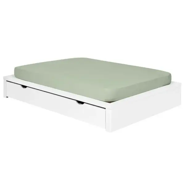 Pack Lit Avec Tiroir Et Matelas Mousse Gaston Blanc 140x200 Cm