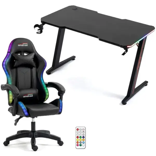 Pack Bureau Desk120z-led et Fauteuil 700-led-darkside - 1m20 - Retro Éclairage LED Rgb