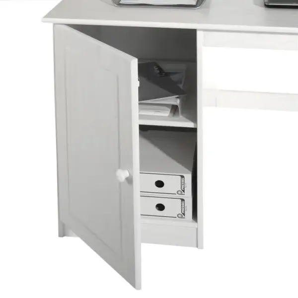 Bureau En Pin Manager, Lasuré Blanc