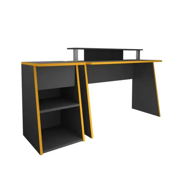 Bureau Gris Anthracite Et Orange - L93 Cm