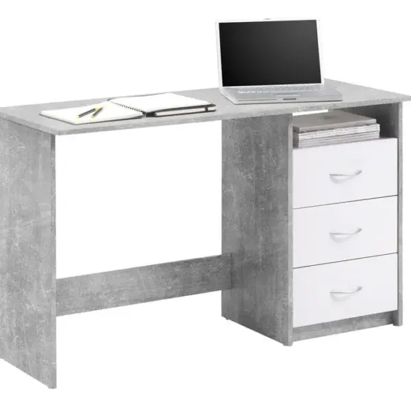 Bureau ADRIA Imitation béton et blanc