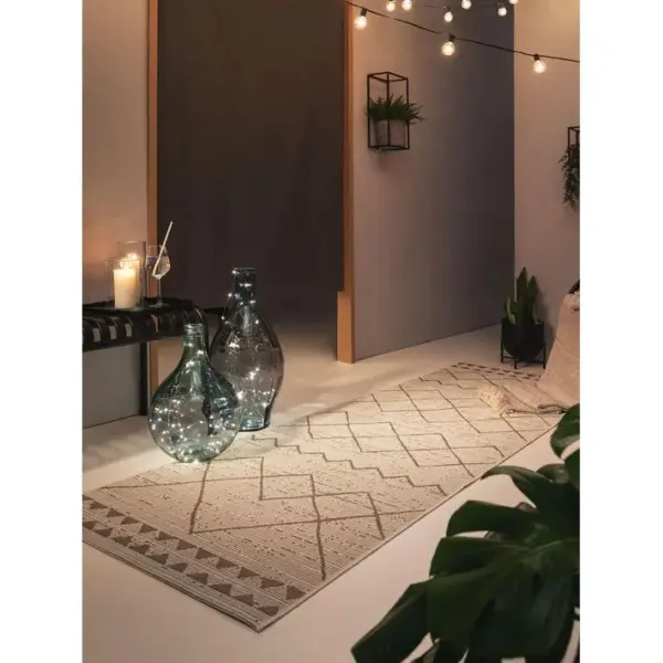 Tapis De Couloir Extérieur et Intérieur Metro Crème/beige 80x240 Cm