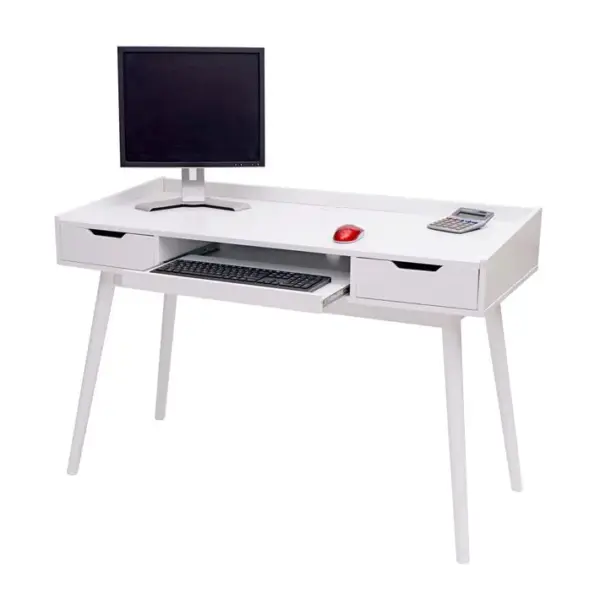 Bureau Hwc-a70b, Table Pour Ordinateur, Mdf 120x55cm ~ Blanc