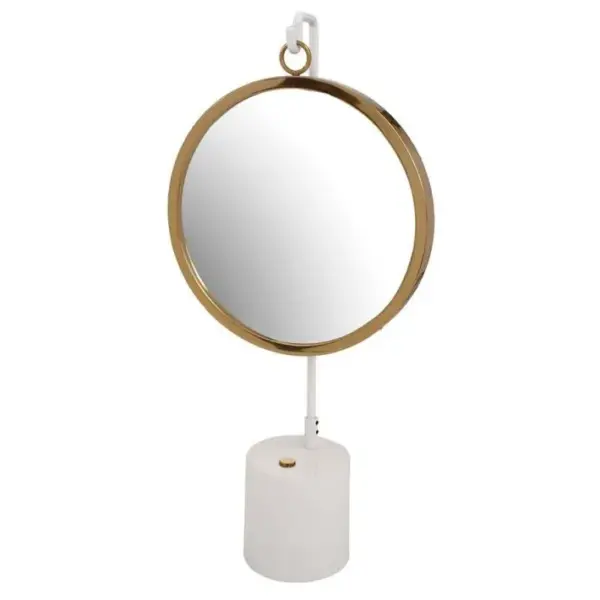 Miroir à Poser Rond eleganca 65cm Blanc et Or