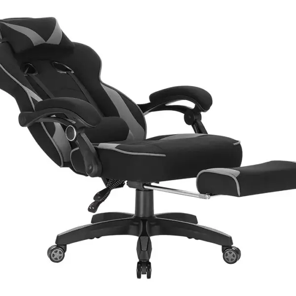 Fauteuil De Bureau.chaise De Gaming Avec Appuie-tête Et Repose-pieds.siège En Tissu.girs