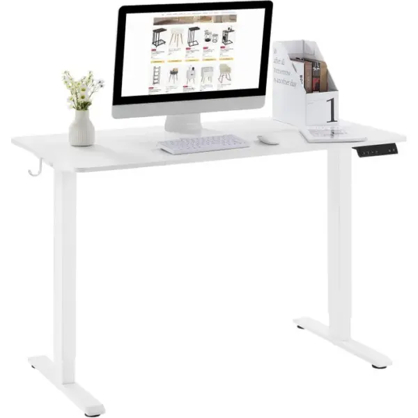 Bureau Assis Debout Électrique,bureau Hauteur Réglable Avec 4 Contrôles De Mémoire,120x60cm,blanc