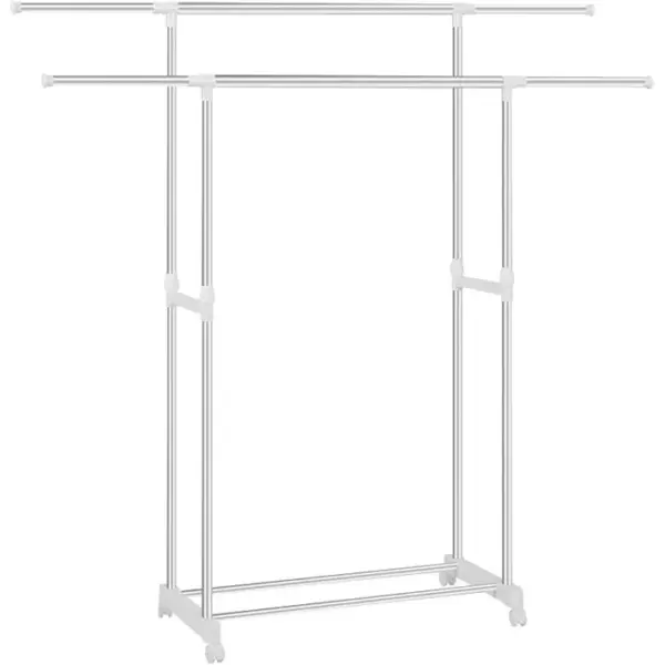 Penderie à Tringle Extensible Sur Roulettes,(75,5?151,5)x(94?171)x42cm,argenté+blanc