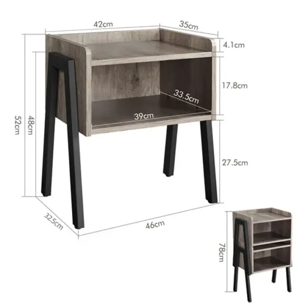 Table De Chevet Table De Nuit Industriel Empilable Gris Rustique