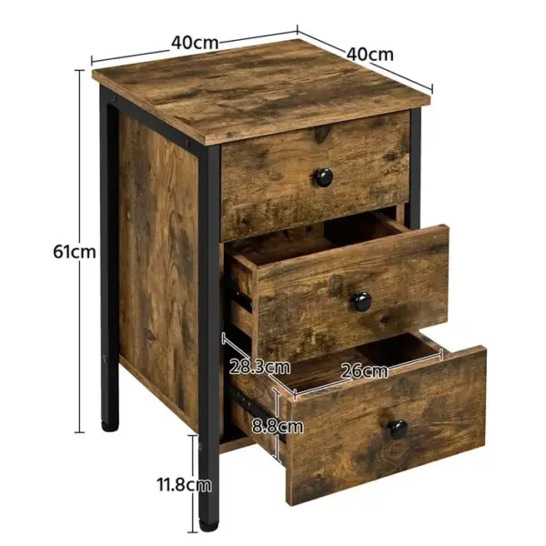 Table De Chevet Industrielle En Bois Table De Nuit 40 × 40 × 61 Cm