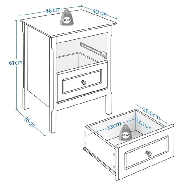 Lot De 2 Tables De Chevet 2 Tiroirs, Table De Nuit Chambre En Bois