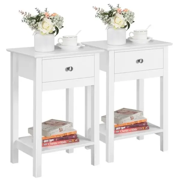 Lot De 2 Table De Chevet Du Lit, Table De Nuit Blanc