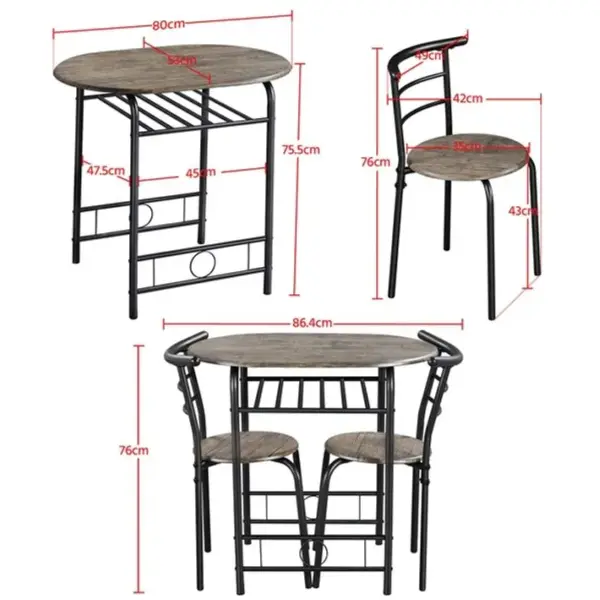 Ensemble De Table à Manger Avec 2 Chaises Brun