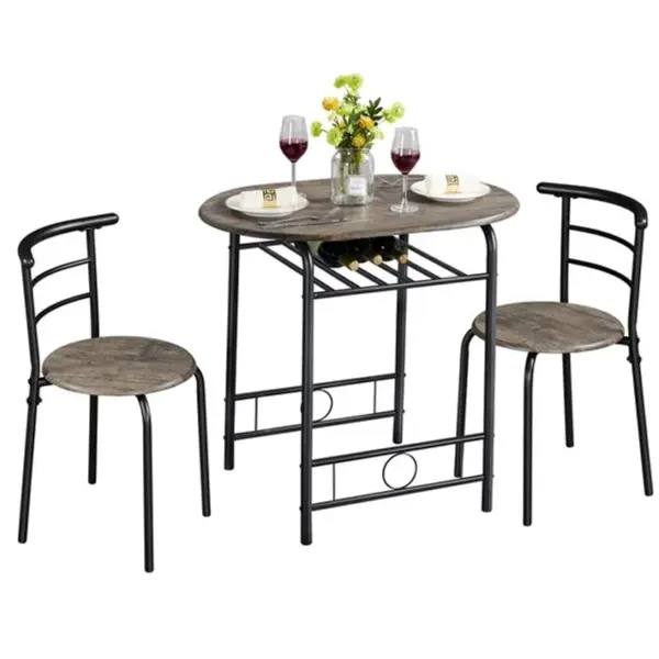 Ensemble De Table à Manger Avec 2 Chaises Brun