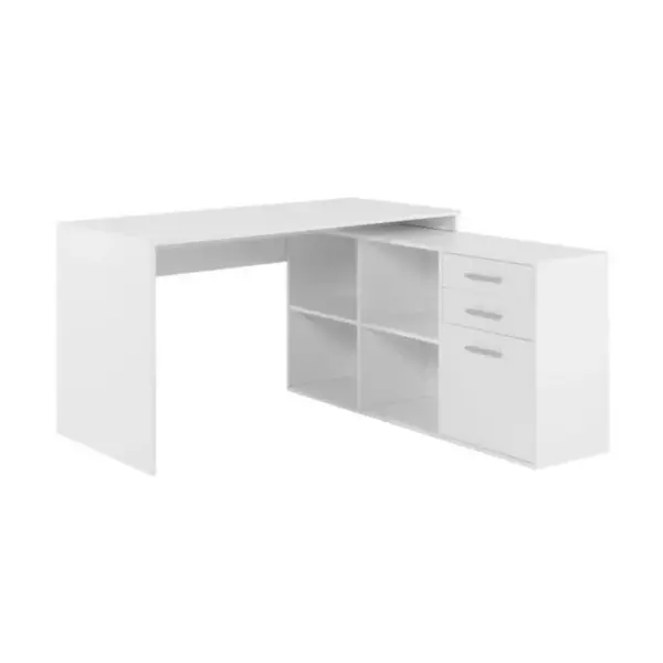 Bureau Dangle London - Panneaux De Particules - Décor Blanc - 136 X 75 X 139 Cm