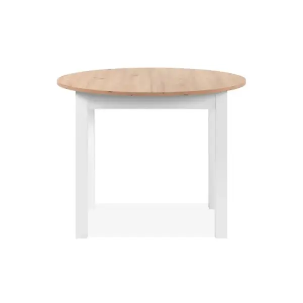 Table ronde allonge 100/140 DORA Imitation chêne et blanc