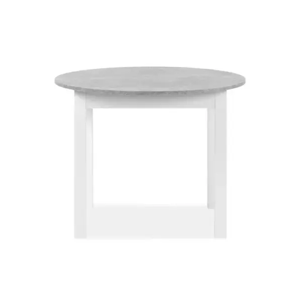 Table ronde allonge100/140 DORA Imitation béton/blanc