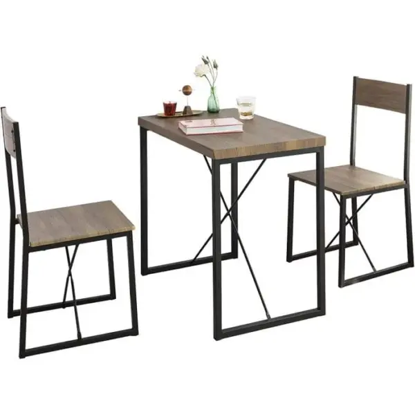 SOBUY Set De 1 Table + 2 Chaises Table À Manger Table De Cuisine, Ogt19-n