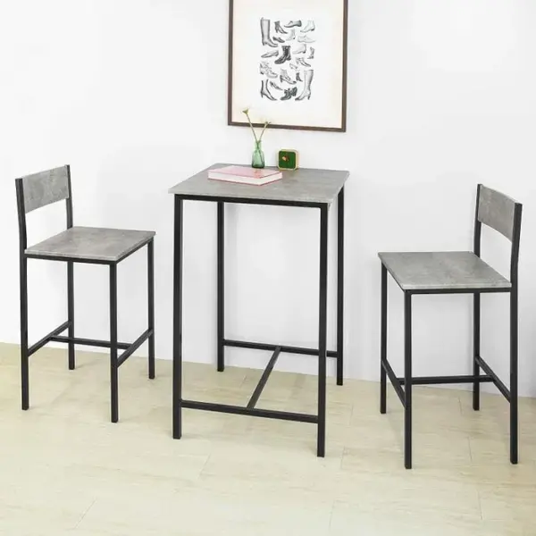 SOBUY Ensemble Table De Bar + 2 Chaises -pieds,ogt27-hg