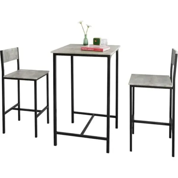 SOBUY Ensemble Table De Bar + 2 Chaises -pieds,ogt27-hg