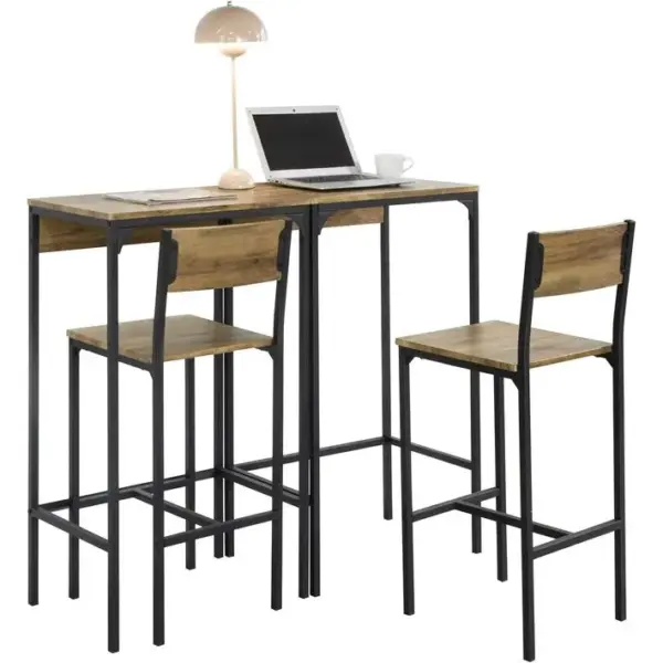 Ensemble 2 Tables Hautes Et 2 Chaises De Bar Table De Bar Et Tabouret De Bar, Ogt42-f