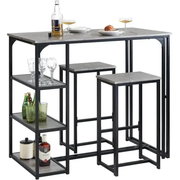 SOBUY Ensemble Table De Bar + Chaises De Bar Table De Bistrot Table Mange-debout Jeu De Bar, Ogt43-hg