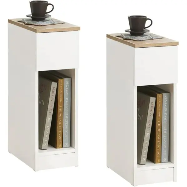 Lot De 2 Tables De Chevet Avec Tiroir Pour Lit Table De Canapé, Fbt111-wnx2