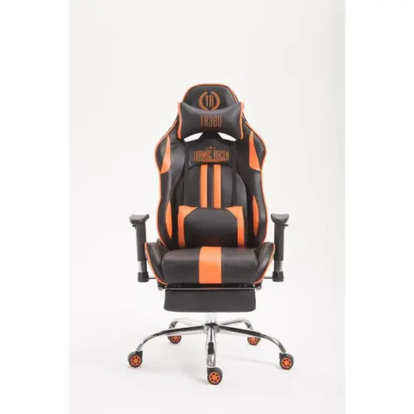 Fauteuil De Bureau Gamer Limit V2 En Similicuir Noir / Orange/avec Repose-pieds