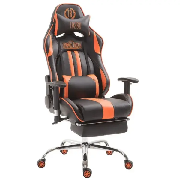 Fauteuil De Bureau Gamer Limit V2 En Similicuir Noir / Orange/avec Repose-pieds