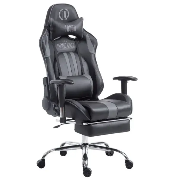 Fauteuil De Bureau Gamer Limit V2 En Similicuir Noir / Gris/avec Repose-pieds