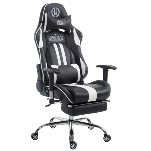 Fauteuil De Bureau Gamer Limit V2 En Similicuir Noir / Blanc/avec Repose-pieds