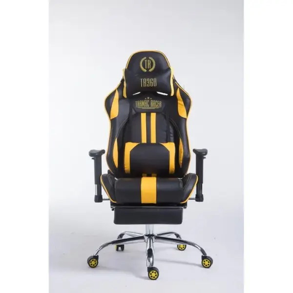 Fauteuil De Bureau Gamer Limit V2 En Similicuir Noir / Jaune/avec Repose-pieds