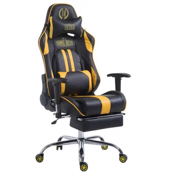 Fauteuil De Bureau Gamer Limit V2 En Similicuir Noir / Jaune/avec Repose-pieds