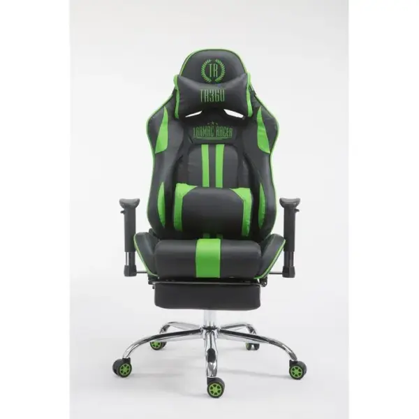 Fauteuil De Bureau Gamer Limit V2 En Similicuir Noir / Vert/avec Repose-pieds