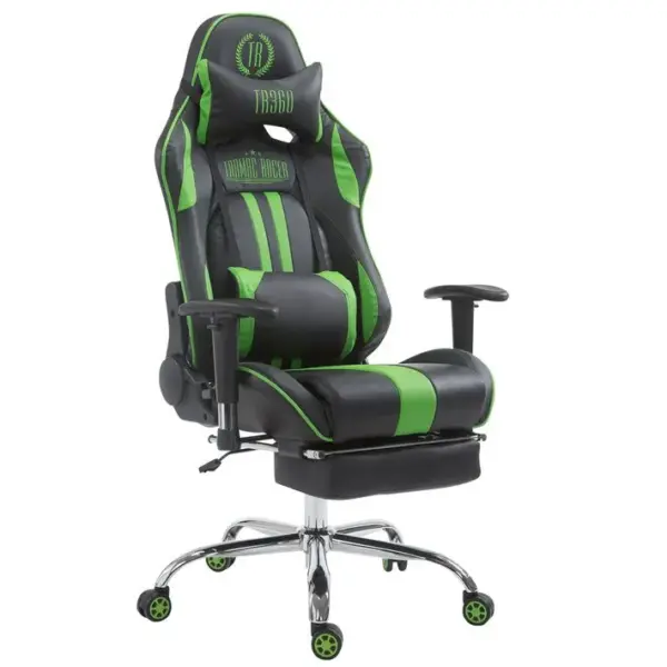 Fauteuil De Bureau Gamer Limit V2 En Similicuir Noir / Vert/avec Repose-pieds