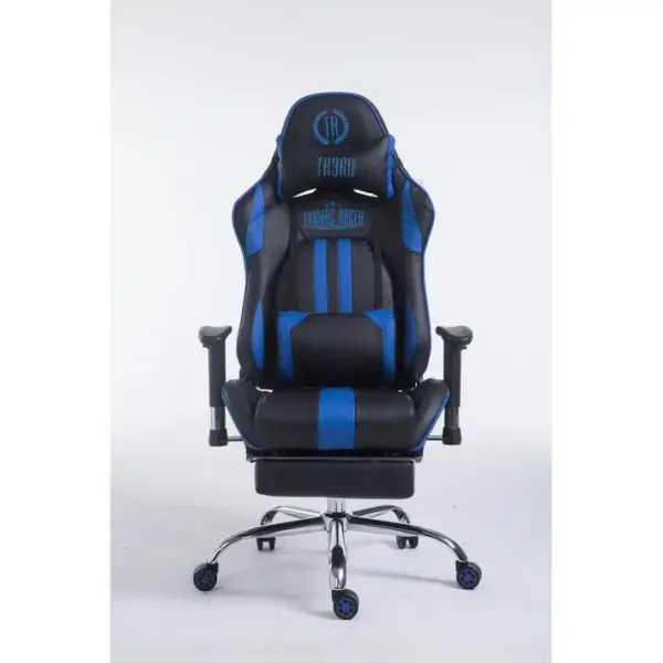 Fauteuil De Bureau Gamer Limit V2 En Similicuir Noir / Bleu/avec Repose-pieds