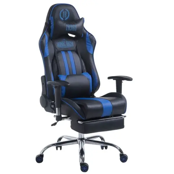 Fauteuil De Bureau Gamer Limit V2 En Similicuir Noir / Bleu/avec Repose-pieds