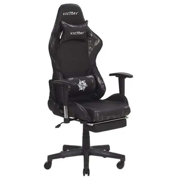 Siège De Gaming Cuir Pu Gris Foncé Victory