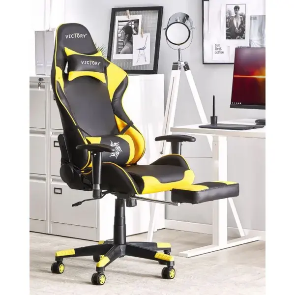 Siège De Gaming Cuir Pu Jaune Victory