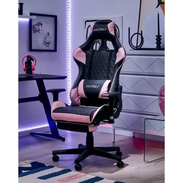 Siège De Gaming Cuir Pu Rose Victory